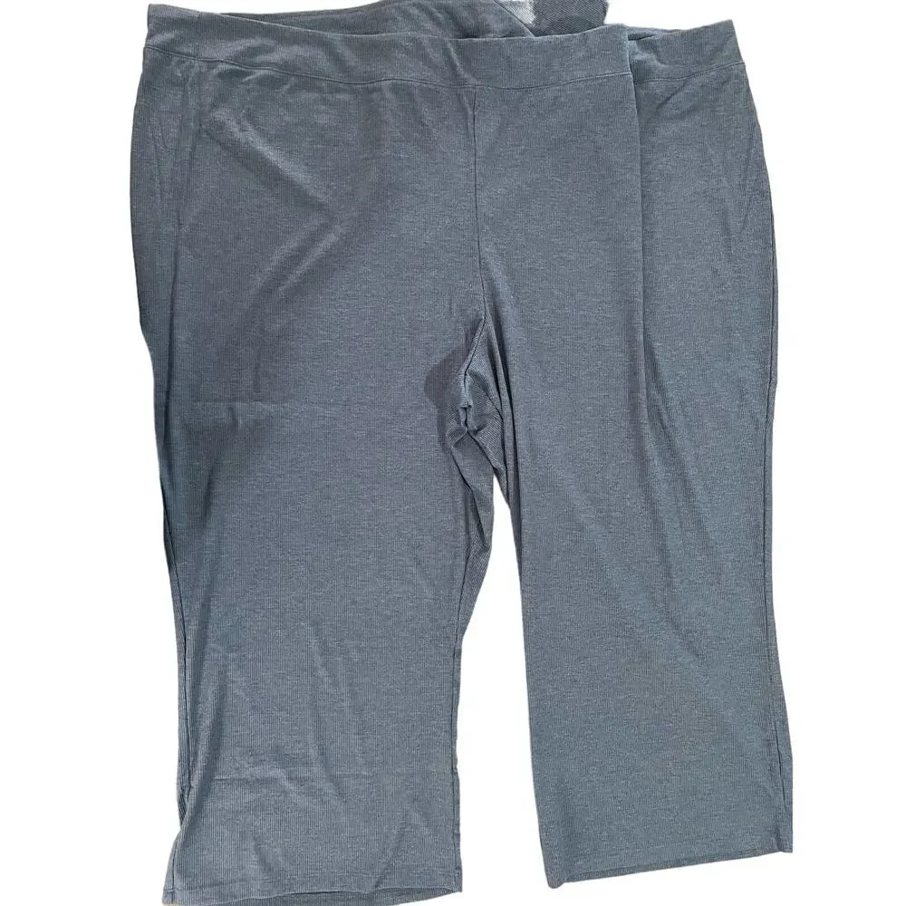 Anybody Ribbed Hacci Short Sleeve & Flare Pant Lounge Set BLUE NWOT SIZE PLUS 5X - Picture 4 of 12